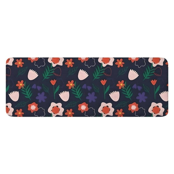 Pioneer Flower Floral Print Pattern Kitchen Rug Mat,Kitchen Runner Rugs Non Skid Washable,Decorative Kitchen Floor Mats for Kitchen,Sink,Laundry,17"x47.2"