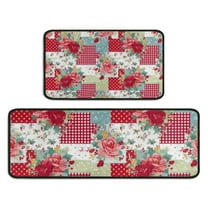 Pioneer Flower Floral Print Pattern Kitchen Rugs Sets Of 2,Anti Fatigue Kitchen Mat Rugs Non Slip Washable,Decorative Kitchen Floor Mats for Kitchen,Sink,Laundry,17"X30" 17"X47"