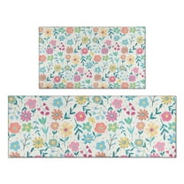 Pioneer Flower Floral Print Pattern Kitchen Rugs Sets Of 2,Anti Fatigue Kitchen Mat Rugs Non Slip Washable,Decorative Kitchen Floor Mats for Kitchen,Sink,Laundry,17"x30" 17"x47"