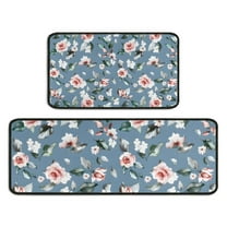 Pioneer Flower Floral Print Pattern Kitchen Rugs Sets Of 2,Anti Fatigue Kitchen Mat Rugs Non Slip Washable,Decorative Kitchen Floor Mats for Kitchen,Sink,Laundry,17"X30" 17"X47"
