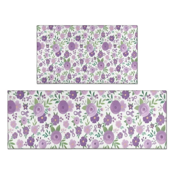Pioneer Flower Floral Print Pattern Kitchen Rugs Sets Of 2,Anti Fatigue Kitchen Mat Rugs Non Slip Washable,Decorative Kitchen Floor Mats for Kitchen,Sink,Laundry,17"x30"+17"x47"