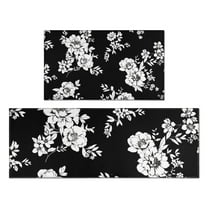 Pioneer Flower Floral Print Pattern Kitchen Rugs Sets Of 2,Anti Fatigue Kitchen Mat Rugs Non Slip Washable,Decorative Kitchen Floor Mats for Kitchen,Sink,Laundry,17"x30" 17"x47"