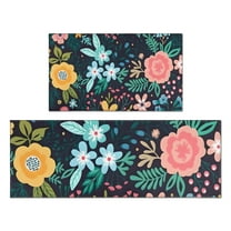 Pioneer Flower Floral Print Pattern Kitchen Rugs Sets Of 2,Anti Fatigue Kitchen Mat Rugs Non Slip Washable,Decorative Kitchen Floor Mats for Kitchen,Sink,Laundry,17"x30" 17"x47"