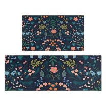 Pioneer Flower Floral Print Pattern Kitchen Rugs Sets Of 2,Anti Fatigue Kitchen Mat Rugs Non Slip Washable,Decorative Kitchen Floor Mats for Kitchen,Sink,Laundry,17"x30" 17"x47"