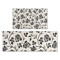 Pioneer Flower Floral Print Pattern Kitchen Rugs Sets Of 2,Anti Fatigue Kitchen Mat Rugs Non Slip Washable,Decorative Kitchen Floor Mats for Kitchen,Sink,Laundry,17"x30" 17"x47"