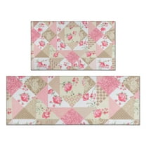 Pioneer Flower Floral Print Pattern Kitchen Rugs Sets Of 2,Anti Fatigue Kitchen Mat Rugs Non Slip Washable,Decorative Kitchen Floor Mats for Kitchen,Sink,Laundry,17"x30" 17"x47"