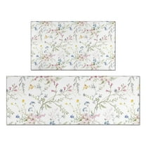 Pioneer Flower Floral Print Pattern Kitchen Rugs Sets Of 2,Anti Fatigue Kitchen Mat Rugs Non Slip Washable,Decorative Kitchen Floor Mats for Kitchen,Sink,Laundry,17"x30" 17"x47"
