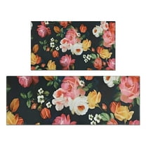 Pioneer Flower Floral Print Pattern Kitchen Rugs Sets Of 2,Anti Fatigue Kitchen Mat Rugs Non Slip Washable,Decorative Kitchen Floor Mats for Kitchen,Sink,Laundry,17"x30" 17"x47"