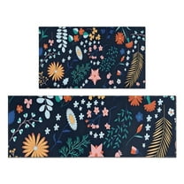 Pioneer Flower Floral Print Pattern Kitchen Rugs Sets Of 2,Anti Fatigue Kitchen Mat Rugs Non Slip Washable,Decorative Kitchen Floor Mats for Kitchen,Sink,Laundry,17"x30" 17"x47"