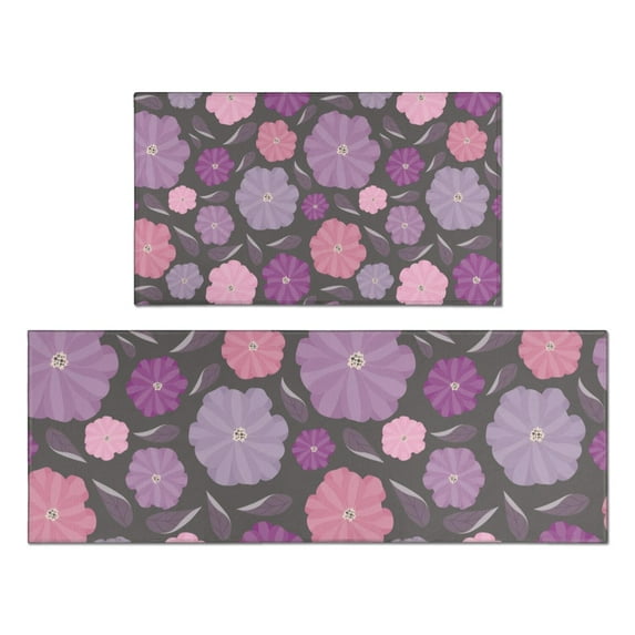 Pioneer Flower Floral Print Pattern Kitchen Rugs Sets Of 2,Anti Fatigue Kitchen Mat Rugs Non Slip Washable,Decorative Kitchen Floor Mats for Kitchen,Sink,Laundry,17"x30"+17"x47"