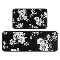 Pioneer Flower Floral Print Pattern Kitchen Rugs Sets Of 2,Anti Fatigue Kitchen Mat Rugs Non Slip Washable,Decorative Kitchen Floor Mats for Kitchen,Sink,Laundry,17"X30" 17"X47"