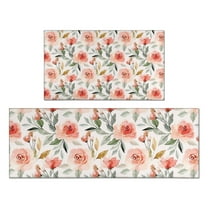 Pioneer Flower Floral Print Pattern Kitchen Rugs Sets Of 2,Anti Fatigue Kitchen Mat Rugs Non Slip Washable,Decorative Kitchen Floor Mats for Kitchen,Sink,Laundry,17"x30" 17"x47"
