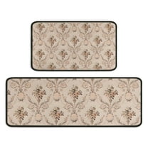 Pioneer Flower Floral Print Pattern Kitchen Rugs Sets Of 2,Anti Fatigue Kitchen Mat Rugs Non Slip Washable,Decorative Kitchen Floor Mats for Kitchen,Sink,Laundry,17"X30" 17"X47"