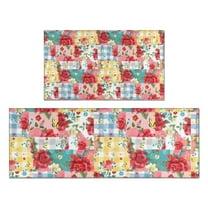Pioneer Flower Floral Print Pattern Kitchen Rugs Sets Of 2,Anti Fatigue Kitchen Mat Rugs Non Slip Washable,Decorative Kitchen Floor Mats for Kitchen,Sink,Laundry,17"x30" 17"x47"