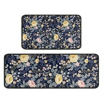 Pioneer Flower Floral Print Pattern Kitchen Rugs Sets Of 2,Anti Fatigue Kitchen Mat Rugs Non Slip Washable,Decorative Kitchen Floor Mats for Kitchen,Sink,Laundry,17"X30" 17"X47"