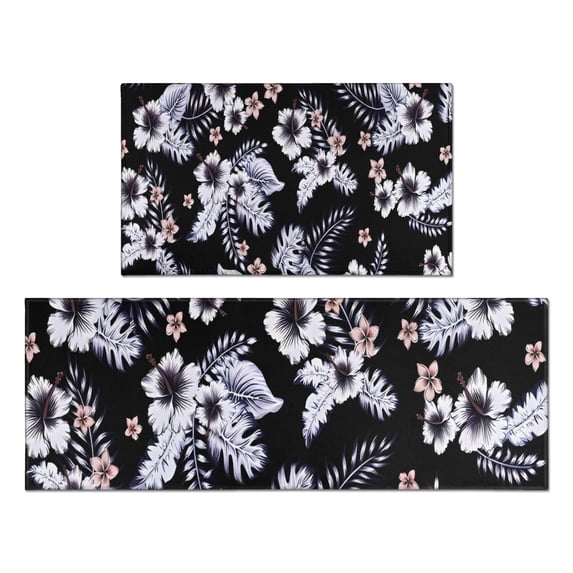 Pioneer Flower Floral Print Pattern Kitchen Rugs Sets Of 2,Anti Fatigue Kitchen Mat Rugs Non Slip Washable,Decorative Kitchen Floor Mats for Kitchen,Sink,Laundry,17"x30"+17"x47"