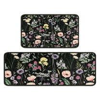 Pioneer Flower Floral Print Pattern Kitchen Rugs Sets Of 2,Anti Fatigue Kitchen Mat Rugs Non Slip Washable,Decorative Kitchen Floor Mats for Kitchen,Sink,Laundry,17"X30" 17"X47"