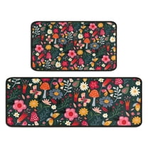 Pioneer Flower Floral Print Pattern Kitchen Rugs Sets Of 2,Anti Fatigue Kitchen Mat Rugs Non Slip Washable,Decorative Kitchen Floor Mats for Kitchen,Sink,Laundry,17"X30" 17"X47"