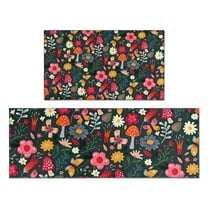 Pioneer Flower Floral Print Pattern Kitchen Rugs Sets Of 2,Anti Fatigue Kitchen Mat Rugs Non Slip Washable,Decorative Kitchen Floor Mats for Kitchen,Sink,Laundry,17"x30" 17"x47"