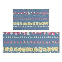 Pioneer Flower Floral Print Pattern Kitchen Rugs Sets Of 2,Anti Fatigue Kitchen Mat Rugs Non Slip Washable,Decorative Kitchen Floor Mats for Kitchen,Sink,Laundry,17"x30" 17"x47"