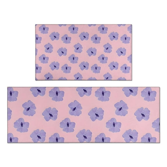 Pioneer Flower Floral Print Pattern Kitchen Rugs Sets Of 2,Anti Fatigue Kitchen Mat Rugs Non Slip Washable,Decorative Kitchen Floor Mats for Kitchen,Sink,Laundry,17"x30"+17"x47"