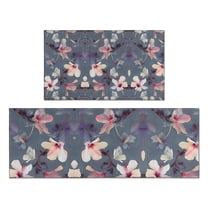 Pioneer Flower Floral Print Pattern Kitchen Rugs Sets Of 2,Anti Fatigue Kitchen Mat Rugs Non Slip Washable,Decorative Kitchen Floor Mats for Kitchen,Sink,Laundry,17"x30" 17"x47"