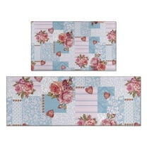 Pioneer Flower Floral Print Pattern Kitchen Rugs Sets Of 2,Anti Fatigue Kitchen Mat Rugs Non Slip Washable,Decorative Kitchen Floor Mats for Kitchen,Sink,Laundry,17"x30" 17"x47"