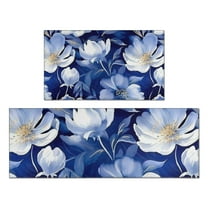 Pioneer Flower Floral Print Pattern Kitchen Rugs Sets Of 2,Anti Fatigue Kitchen Mat Rugs Non Slip Washable,Decorative Kitchen Floor Mats for Kitchen,Sink,Laundry,17"x30" 17"x47"