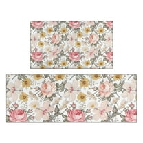 Pioneer Flower Floral Print Pattern Kitchen Rugs Sets Of 2,Anti Fatigue Kitchen Mat Rugs Non Slip Washable,Decorative Kitchen Floor Mats for Kitchen,Sink,Laundry,17"x30" 17"x47"