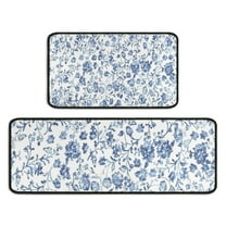 Pioneer Flower Floral Print Pattern Kitchen Rugs Sets Of 2,Anti Fatigue Kitchen Mat Rugs Non Slip Washable,Decorative Kitchen Floor Mats for Kitchen,Sink,Laundry,17"X30" 17"X47"