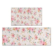 Pioneer Flower Floral Print Pattern Kitchen Rugs Sets Of 2,Anti Fatigue Kitchen Mat Rugs Non Slip Washable,Decorative Kitchen Floor Mats for Kitchen,Sink,Laundry,17"x30" 17"x47"