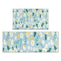 Pioneer Flower Floral Print Pattern Kitchen Rugs Sets Of 2,Anti Fatigue Kitchen Mat Rugs Non Slip Washable,Decorative Kitchen Floor Mats for Kitchen,Sink,Laundry,17"x30" 17"x47"