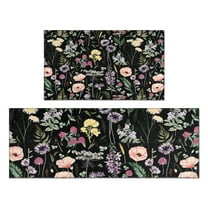 Pioneer Flower Floral Print Pattern Kitchen Rugs Sets Of 2,Anti Fatigue Kitchen Mat Rugs Non Slip Washable,Decorative Kitchen Floor Mats for Kitchen,Sink,Laundry,17"x30" 17"x47"