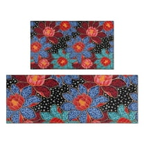 Pioneer Flower Floral Print Pattern Kitchen Rugs Sets Of 2,Anti Fatigue Kitchen Mat Rugs Non Slip Washable,Decorative Kitchen Floor Mats for Kitchen,Sink,Laundry,17"x30" 17"x47"