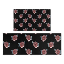 Pioneer Flower Floral Print Pattern Kitchen Rugs Sets Of 2,Anti Fatigue Kitchen Mat Rugs Non Slip Washable,Decorative Kitchen Floor Mats for Kitchen,Sink,Laundry,17"x30" 17"x47"