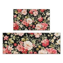 Pioneer Flower Floral Print Pattern Kitchen Rugs Sets Of 2,Anti Fatigue Kitchen Mat Rugs Non Slip Washable,Decorative Kitchen Floor Mats for Kitchen,Sink,Laundry,17"x30" 17"x47"