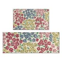 Pioneer Flower Floral Print Pattern Kitchen Rugs Sets Of 2,Anti Fatigue Kitchen Mat Rugs Non Slip Washable,Decorative Kitchen Floor Mats for Kitchen,Sink,Laundry,17"x30" 17"x47"