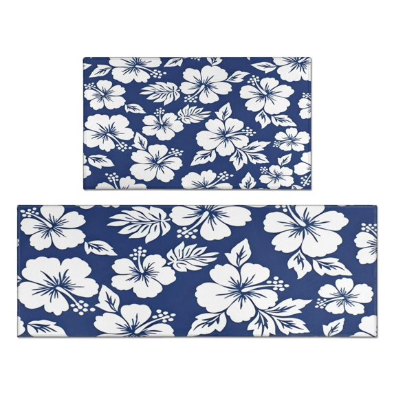 Pioneer Flower Floral Print Pattern Kitchen Rugs Sets Of 2,Anti Fatigue Kitchen Mat Rugs Non Slip Washable,Decorative Kitchen Floor Mats for Kitchen,Sink,Laundry,17"x30"+17"x47"