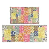 Pioneer Flower Floral Print Pattern Kitchen Rugs Sets Of 2,Anti Fatigue Kitchen Mat Rugs Non Slip Washable,Decorative Kitchen Floor Mats for Kitchen,Sink,Laundry,17"x30" 17"x47"