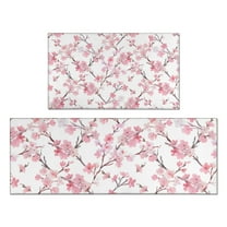 Pioneer Flower Floral Print Pattern Kitchen Rugs Sets Of 2,Anti Fatigue Kitchen Mat Rugs Non Slip Washable,Decorative Kitchen Floor Mats for Kitchen,Sink,Laundry,17"x30" 17"x47"