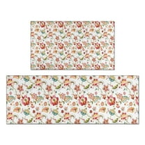 Pioneer Flower Floral Print Pattern Kitchen Rugs Sets Of 2,Anti Fatigue Kitchen Mat Rugs Non Slip Washable,Decorative Kitchen Floor Mats for Kitchen,Sink,Laundry,17"x30" 17"x47"