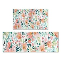 Pioneer Flower Floral Print Pattern Kitchen Rugs Sets Of 2,Anti Fatigue Kitchen Mat Rugs Non Slip Washable,Decorative Kitchen Floor Mats for Kitchen,Sink,Laundry,17"x30" 17"x47"