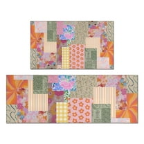 Pioneer Flower Floral Print Pattern Kitchen Rugs Sets Of 2,Anti Fatigue Kitchen Mat Rugs Non Slip Washable,Decorative Kitchen Floor Mats for Kitchen,Sink,Laundry,17"x30" 17"x47"