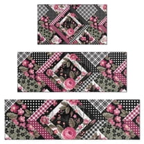 Pioneer Flower Floral Print Pattern Kitchen Rugs Sets Of 3,Kitchen Runner Rugs Non Skid Washable,Decorative Kitchen Floor Mats for Kitchen,Sink,Laundry,17"x30" 17"x47" 17"x59"
