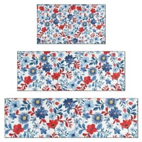 Pioneer Flower Floral Print Pattern Kitchen Rugs Sets Of 3,Kitchen Runner Rugs Non Skid Washable,Decorative Kitchen Floor Mats for Kitchen,Sink,Laundry,17"x30" 17"x47" 17"x59"