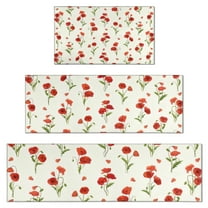 Pioneer Flower Floral Print Pattern Kitchen Rugs Sets Of 3,Kitchen Runner Rugs Non Skid Washable,Decorative Kitchen Floor Mats for Kitchen,Sink,Laundry,17"x30" 17"x47" 17"x59"