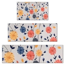 Pioneer Flower Floral Print Pattern Kitchen Rugs Sets Of 3,Kitchen Runner Rugs Non Skid Washable,Decorative Kitchen Floor Mats for Kitchen,Sink,Laundry,17"x30" 17"x47" 17"x59"