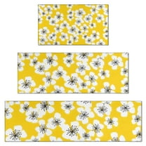 Pioneer Flower Floral Print Pattern Kitchen Rugs Sets Of 3,Kitchen Runner Rugs Non Skid Washable,Decorative Kitchen Floor Mats for Kitchen,Sink,Laundry,17"x30"  17"x47"   17"x59"