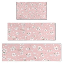 Pioneer Flower Floral Print Pattern Kitchen Rugs Sets Of 3,Kitchen Runner Rugs Non Skid Washable,Decorative Kitchen Floor Mats for Kitchen,Sink,Laundry,17"x30"  17"x47"   17"x59"