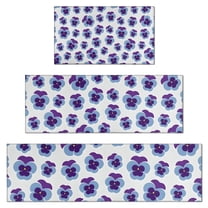 Pioneer Flower Floral Print Pattern Kitchen Rugs Sets Of 3,Kitchen Runner Rugs Non Skid Washable,Decorative Kitchen Floor Mats for Kitchen,Sink,Laundry,17"x30"  17"x47"   17"x59"